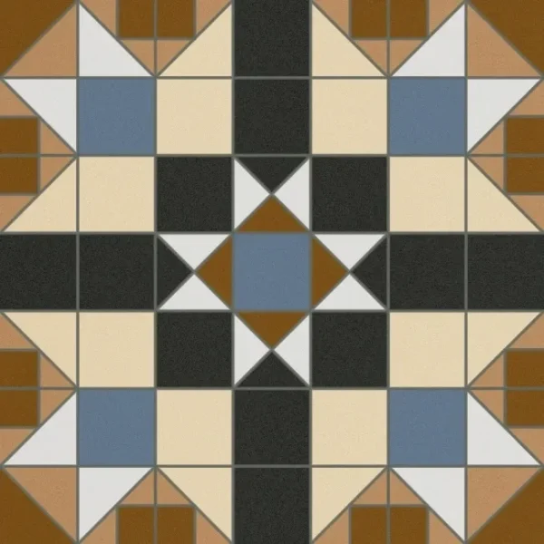 Devon Multicolour Victorian Patterned Matt Ceramic Floor Tile